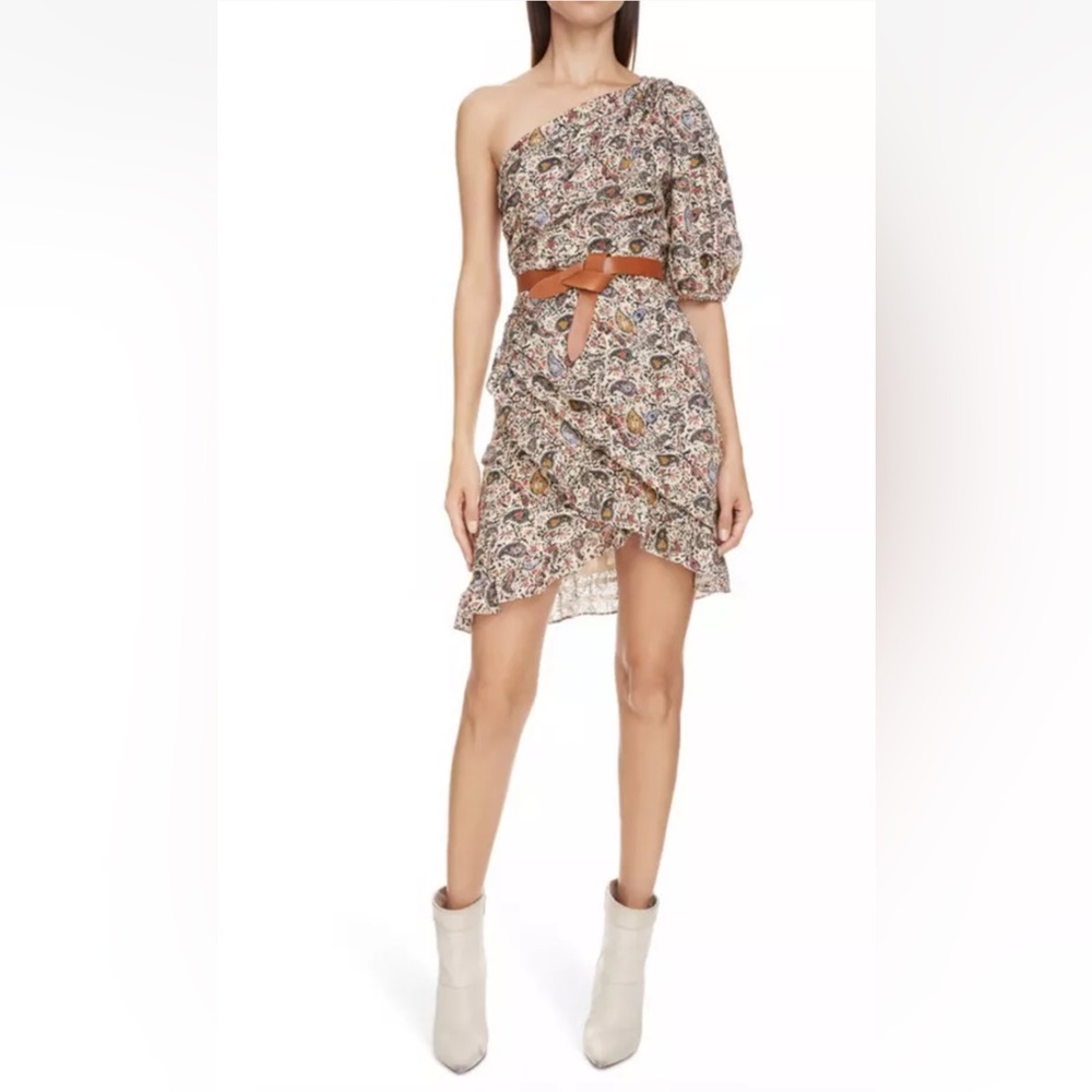 Isabel Marant Esthera Paisley One shoulder Mini dress, Cotton, FR 42